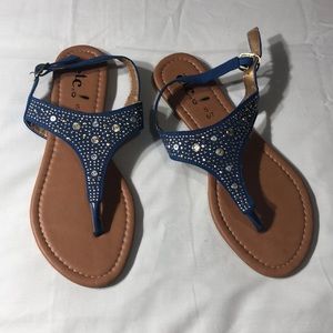 New blue, silver and gold sandals